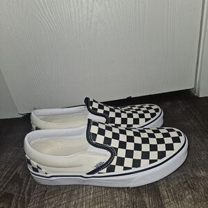 Vans Checkered Slip-On Shoes - Black and White